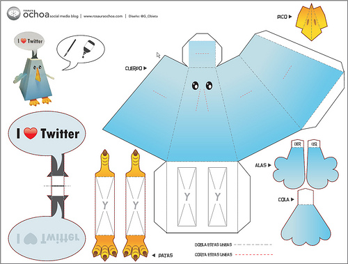 Twitter bird paper set - graphic by Rosaura Ochoa